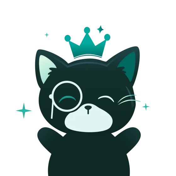 El gato de Duecat, de frente, saludando.