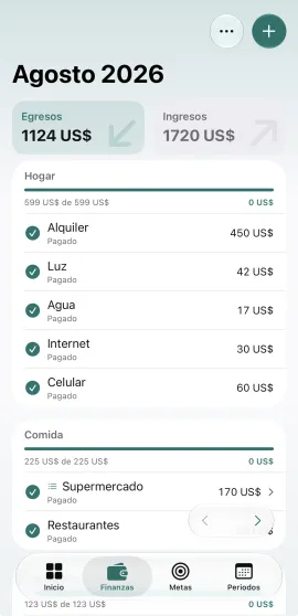 Pantalla de Inicio de Duecat en iPhone.