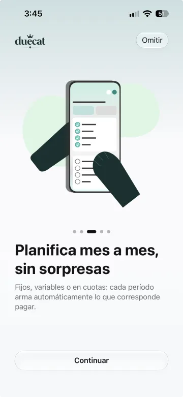 Onboarding: planifica mes a mes, sin sorpresas